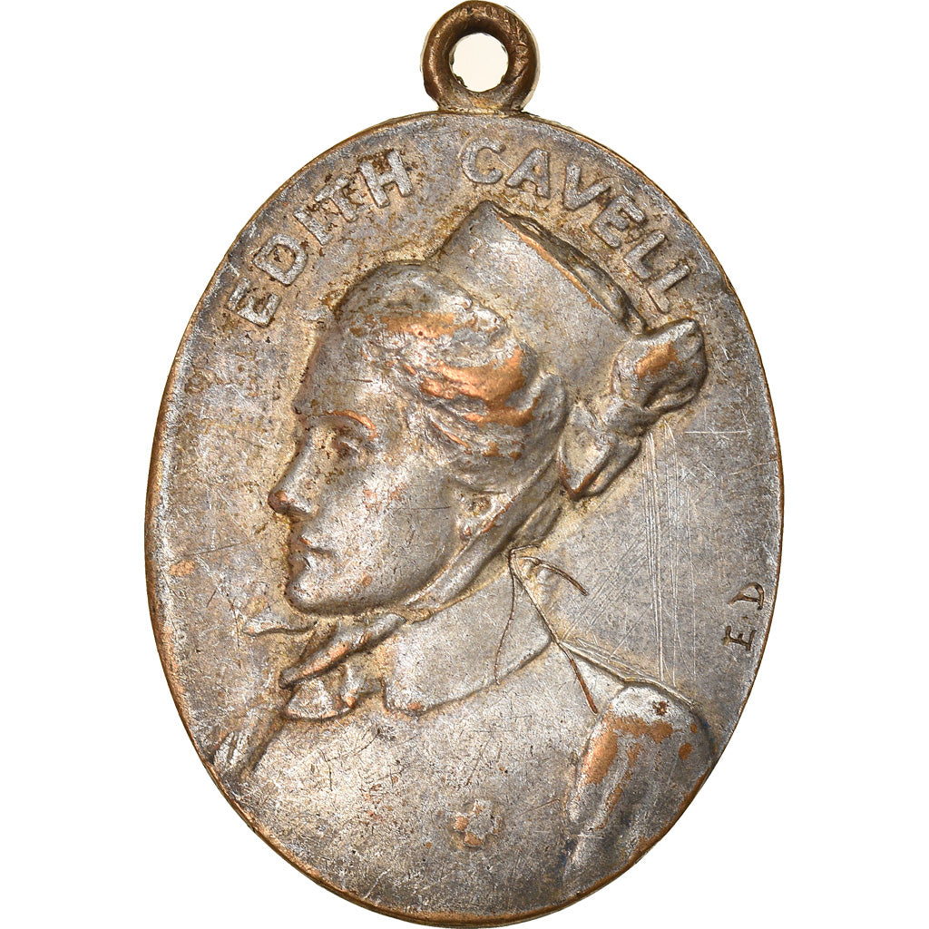 Royaume-Uni, Médaille, Edith Cavell, Politics, Society, War, TB+, Silvered