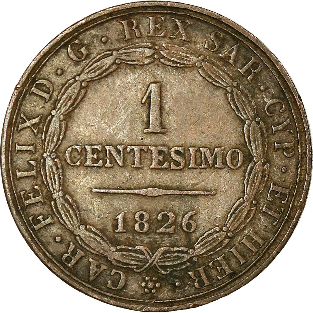 Coin, ITALIAN STATES, SARDINIA, Carlo Felice, Centesimo, 1826, Genoa, EF(40-45)