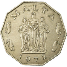 Coin, Malta, 50 Cents, 1972, British Royal Mint, EF(40-45), Copper-nickel, KM:12