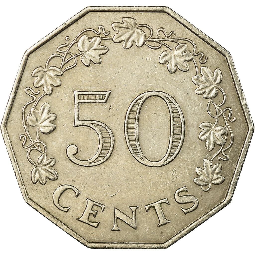 Coin, Malta, 50 Cents, 1972, British Royal Mint, EF(40-45), Copper-nickel, KM:12