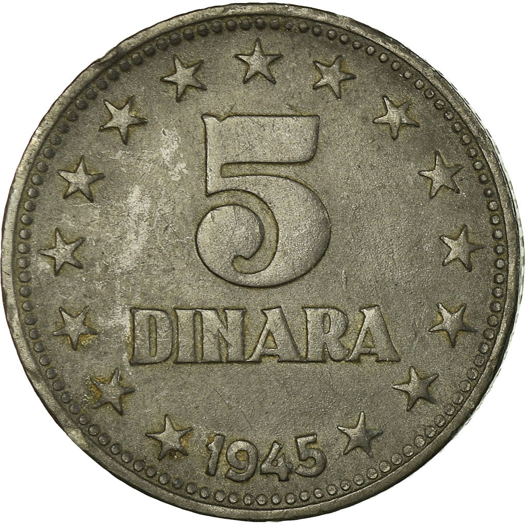 Coin, Yugoslavia, 5 Dinara, 1945, VF(30-35), Zinc, KM:28