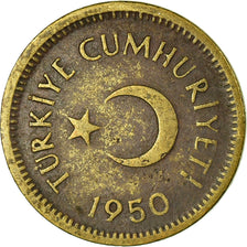 Coin, Turkey, 5 Kurus, 1950, VF(30-35), Brass, KM:887