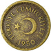 Coin, Turkey, 5 Kurus, 1950, VF(30-35), Brass, KM:887