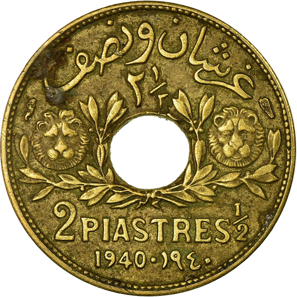 Coin, Lebanon, 2-1/2 Piastres, 1940, Paris, VF(30-35), Aluminum-Bronze, KM:10