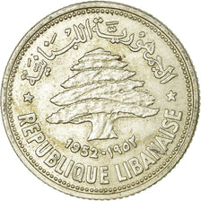 Coin, Lebanon, 50 Piastres, 1952, Utrecht, EF(40-45), Silver, KM:17