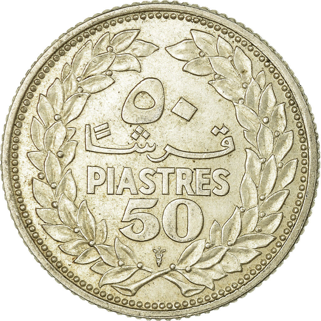 Coin, Lebanon, 50 Piastres, 1952, Utrecht, EF(40-45), Silver, KM:17