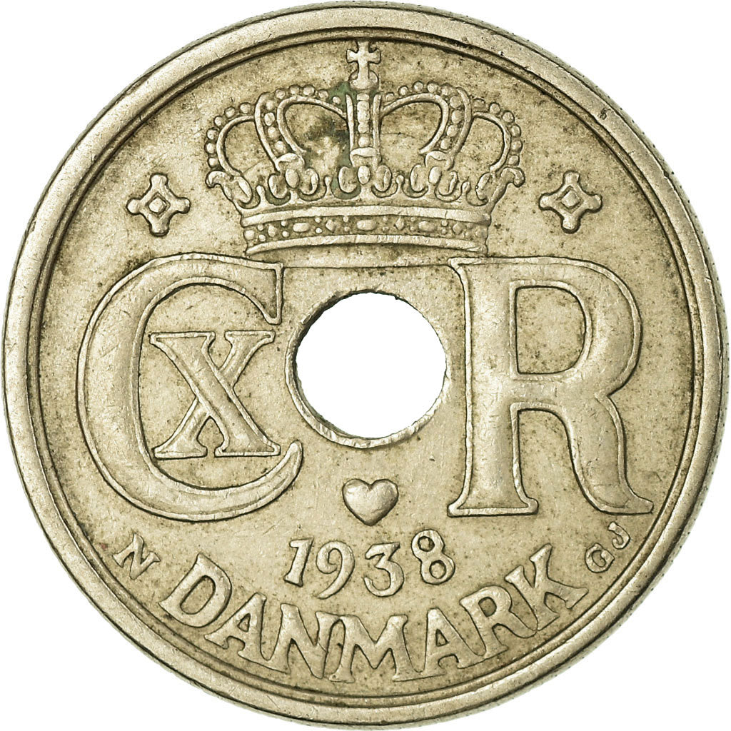 Monnaie, Danemark, Christian X, 25 Öre, 1938, Copenhagen, TTB, Copper-nickel
