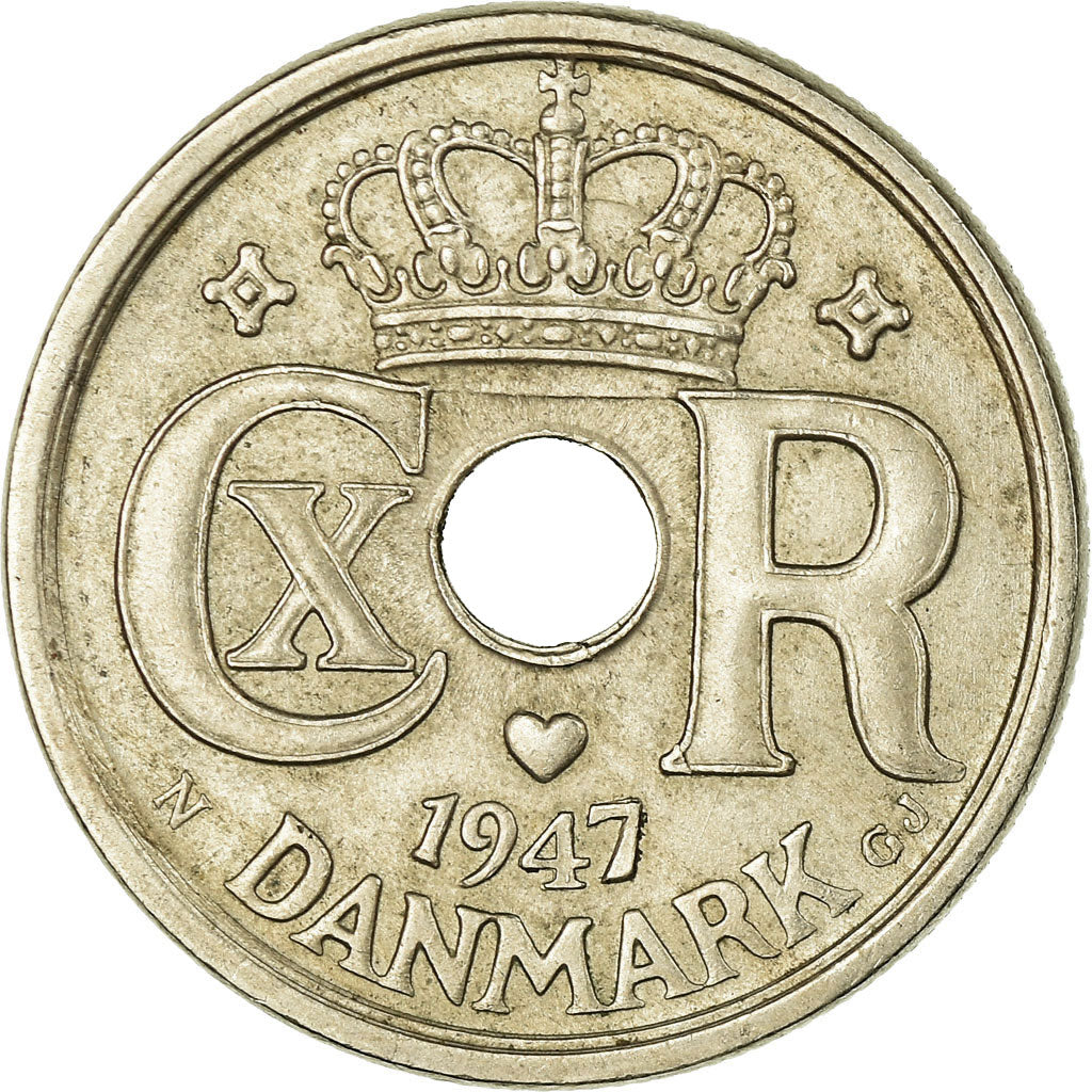 Coin, Denmark, Christian X, 25 Öre, 1947, Copenhagen, EF(40-45), Copper-nickel