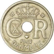 Coin, Denmark, Christian X, 25 Öre, 1947, Copenhagen, EF(40-45), Copper-nickel