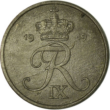 Coin, Denmark, Frederik IX, Ore, 1949, Copenhagen, VF(30-35), Zinc, KM:839.1