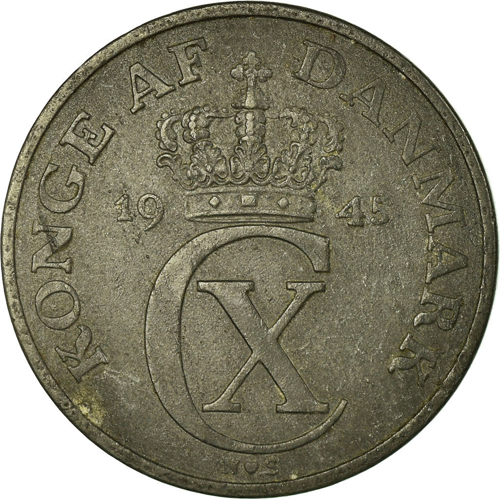 Coin, Denmark, Christian X, 5 Öre, 1945, Copenhagen, VF(30-35), Zinc, KM:834a