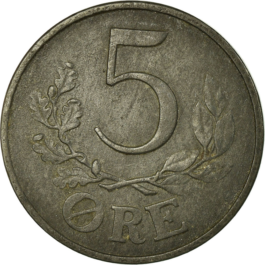 Coin, Denmark, Christian X, 5 Öre, 1945, Copenhagen, VF(30-35), Zinc, KM:834a