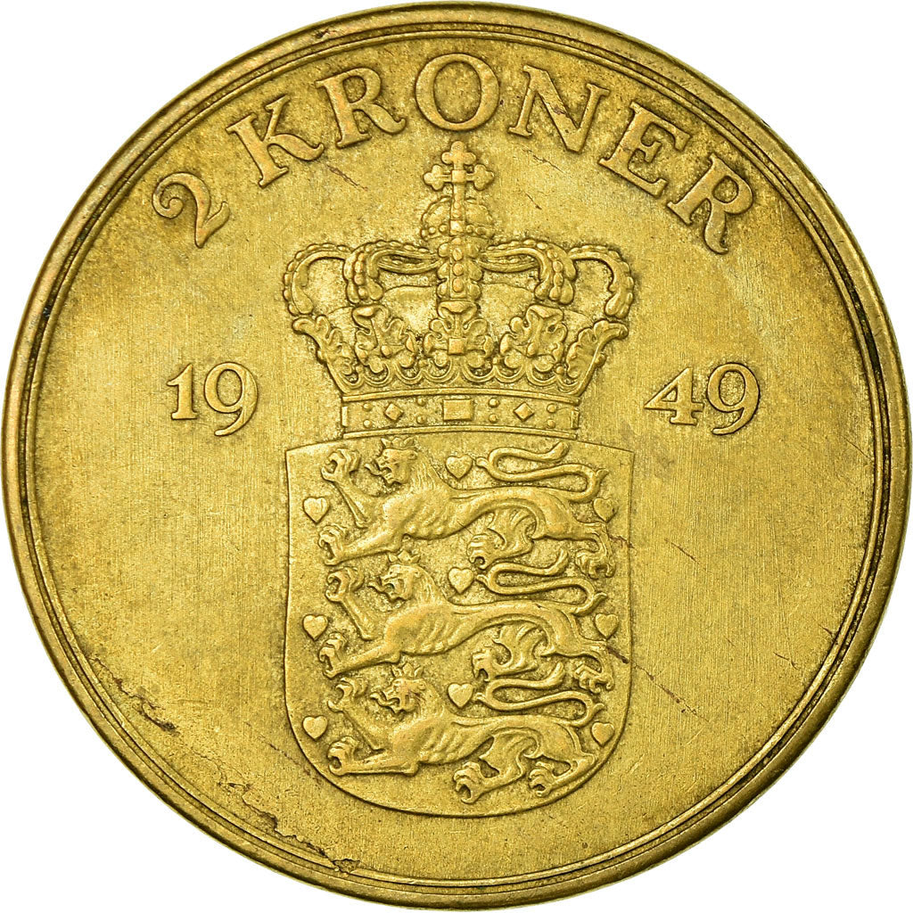 Coin, Denmark, Frederik IX, 2 Kroner, 1949, Copenhagen, VF(30-35)