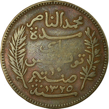 Coin, Tunisia, Muhammad al-Nasir Bey, 10 Centimes, 1907, Paris, VF(30-35)