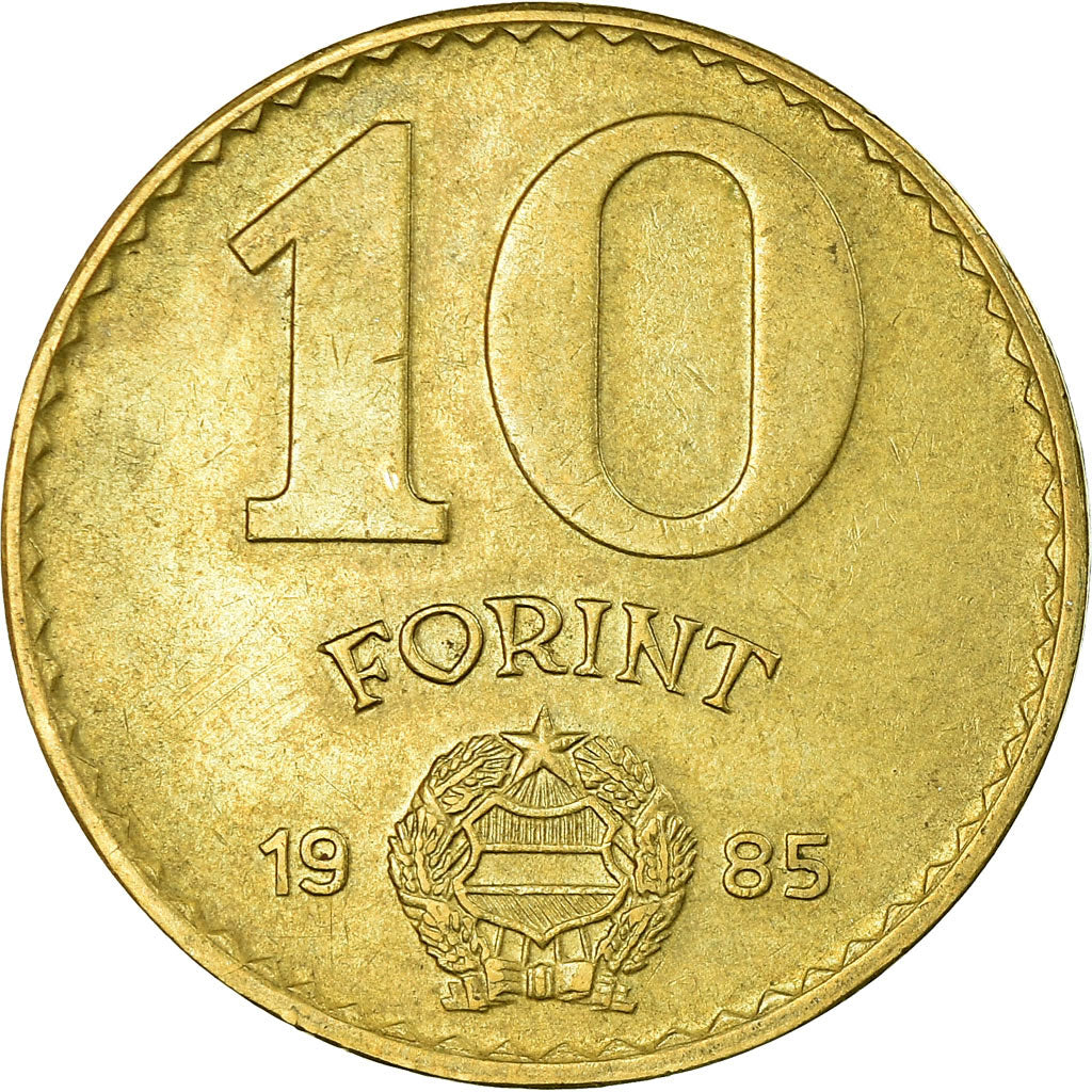 Moeda, Hungria, 10 Forint, 1985, Budapest, VF(30-35), Alumínio-Bronze, KM:636