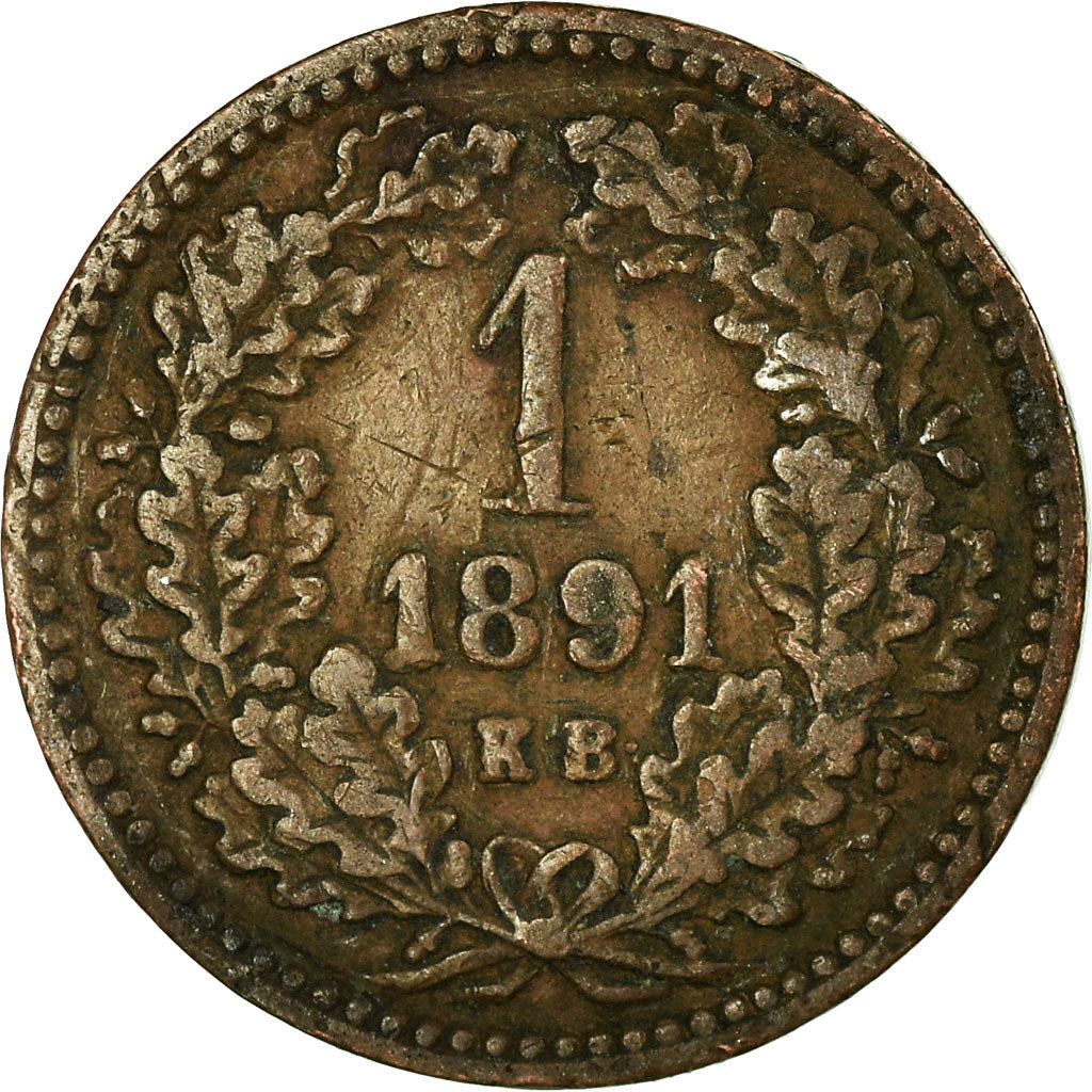 Coin, Hungary, Franz Joseph I, Krajczar, 1891, Kremnitz, VF(30-35), Copper