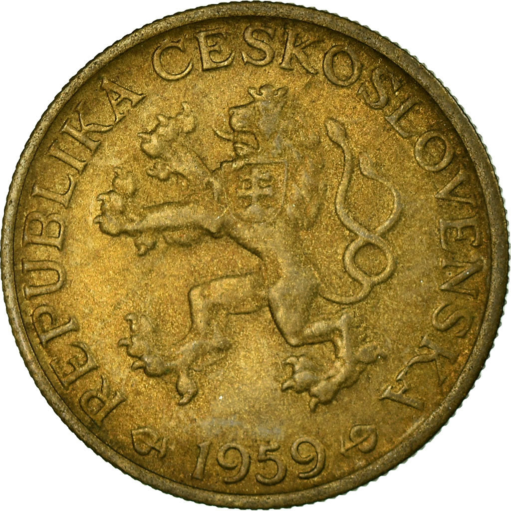 Coin, Czechoslovakia, Koruna, 1959, VF(30-35), Aluminum-Bronze, KM:46
