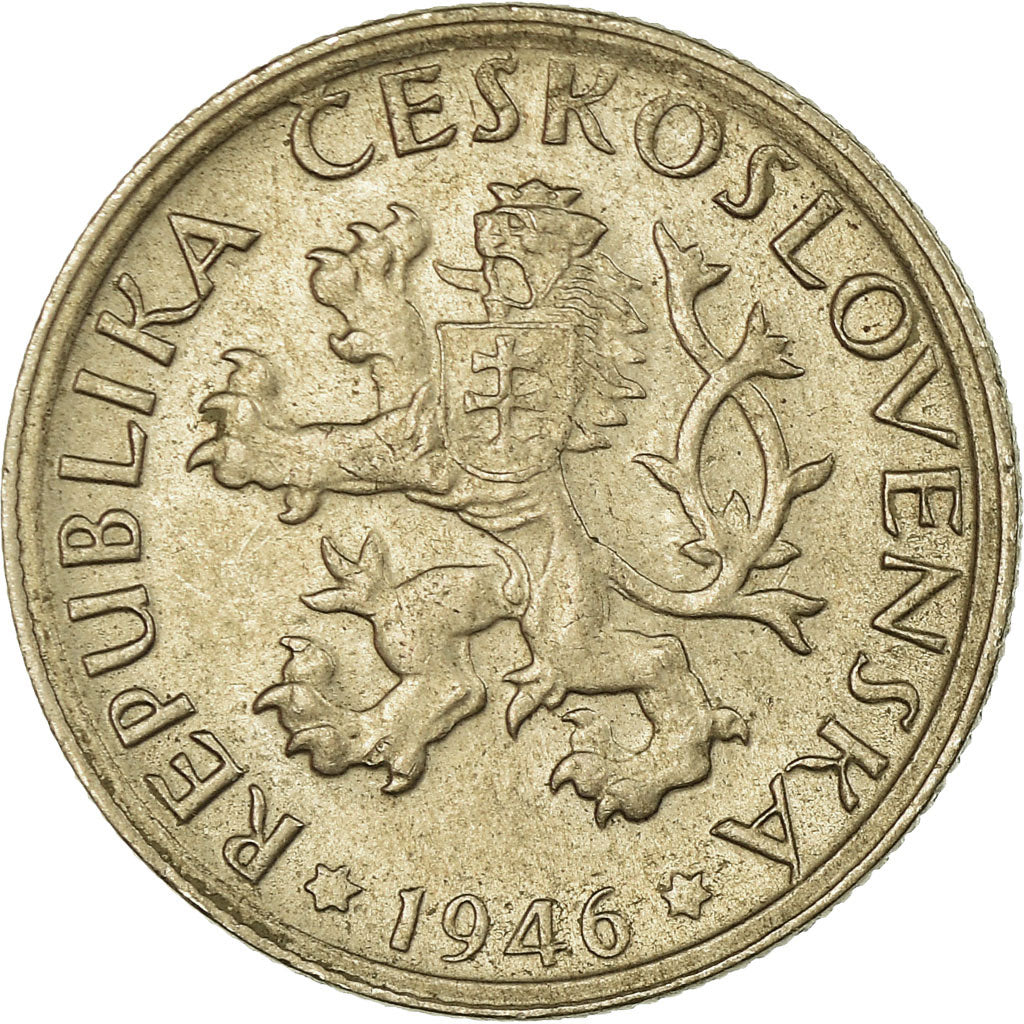 Coin, Czechoslovakia, Koruna, 1946, VF(30-35), Copper-nickel, KM:19