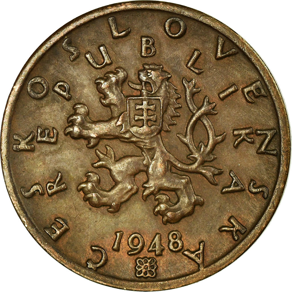 Coin, Czechoslovakia, 50 Haleru, 1948, EF(40-45), Bronze, KM:21