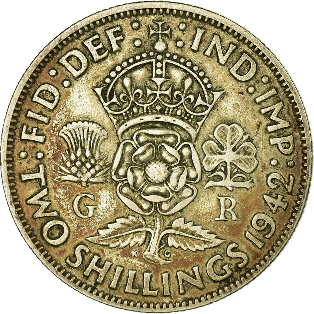 Coin, Great Britain, George VI, Florin, Two Shillings, 1942, VF(20-25), Silver