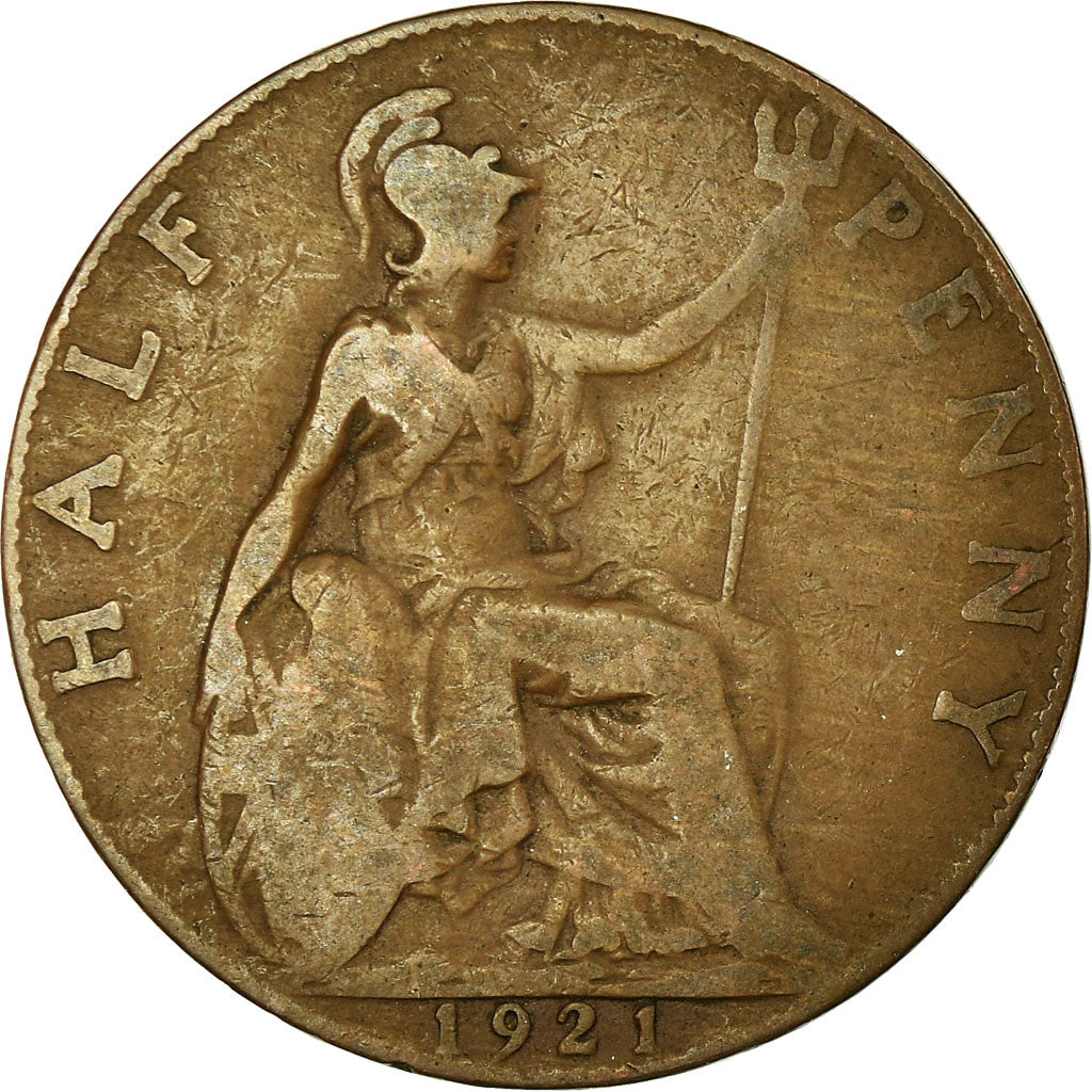 Coin, Great Britain, George V, 1/2 Penny, 1921, VF(30-35), Bronze, KM:809