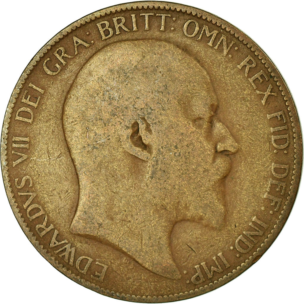 Coin, Great Britain, Edward VII, Penny, 1907, VF(30-35), Bronze, KM:794.2
