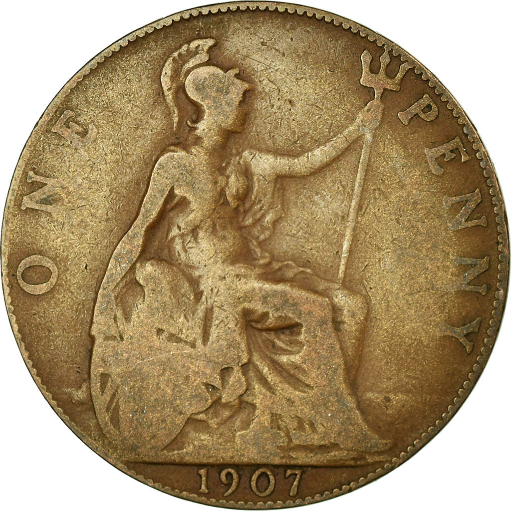 Coin, Great Britain, Edward VII, Penny, 1907, VF(30-35), Bronze, KM:794.2