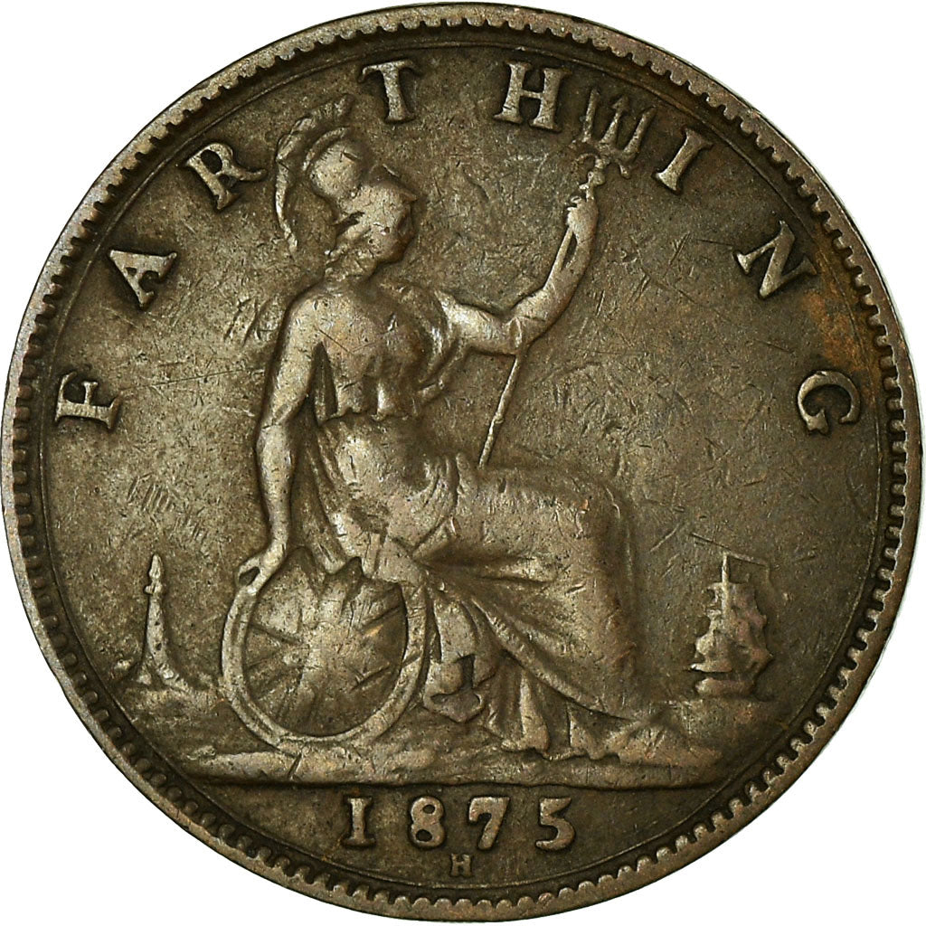 Coin, Great Britain, Victoria, Farthing, 1875, VF(30-35), Bronze, KM:753