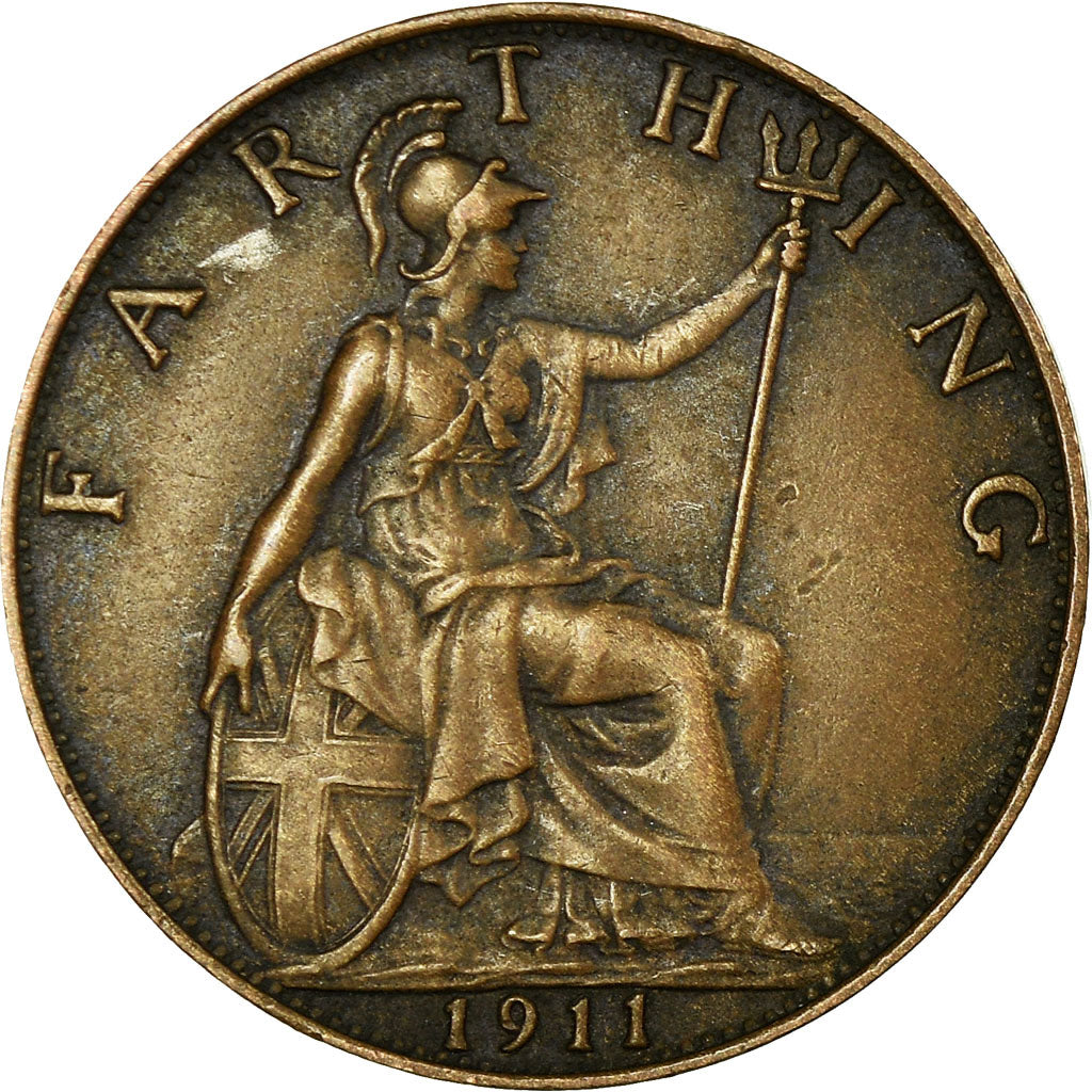 Coin, Great Britain, George V, Farthing, 1911, VF(30-35), Bronze, KM:808.1