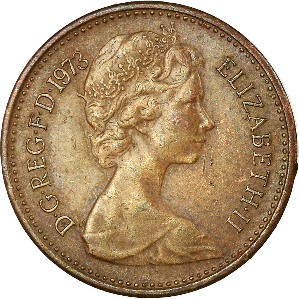 Coin, Great Britain, Elizabeth II, 1/2 New Penny, 1973, VF(30-35), Bronze