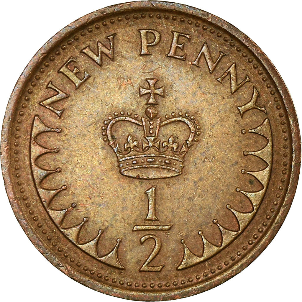 Coin, Great Britain, Elizabeth II, 1/2 New Penny, 1973, VF(30-35), Bronze