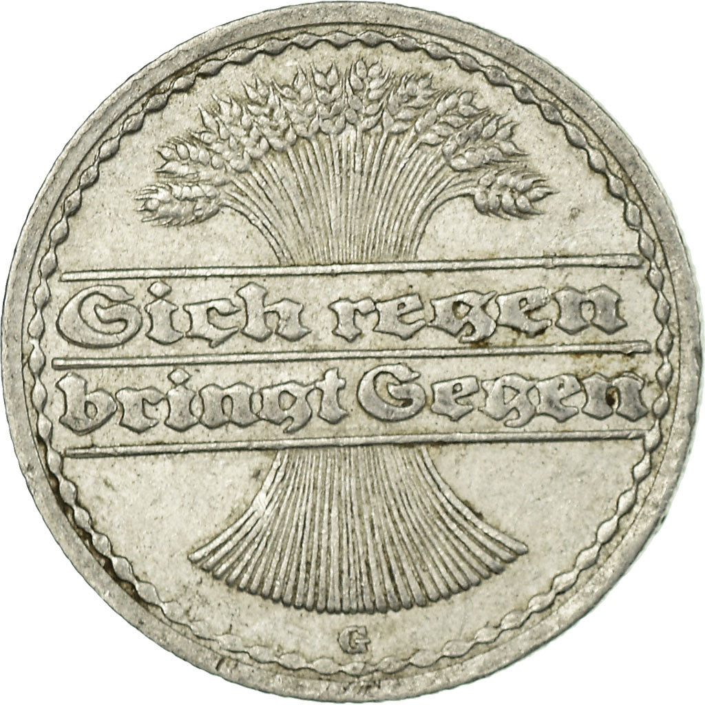 Coin, GERMANY, WEIMAR REPUBLIC, 50 Pfennig, 1919, Karlsruhe, VF(30-35)