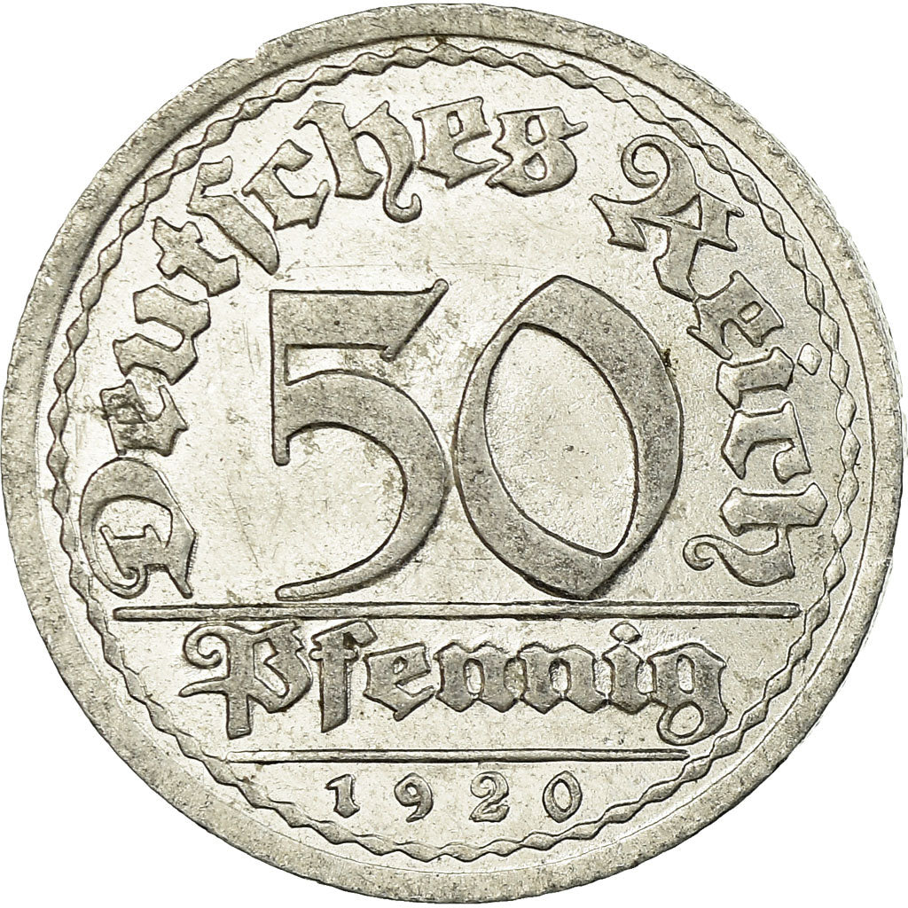 Coin, GERMANY, WEIMAR REPUBLIC, 50 Pfennig, 1920, Karlsruhe, VF(30-35)