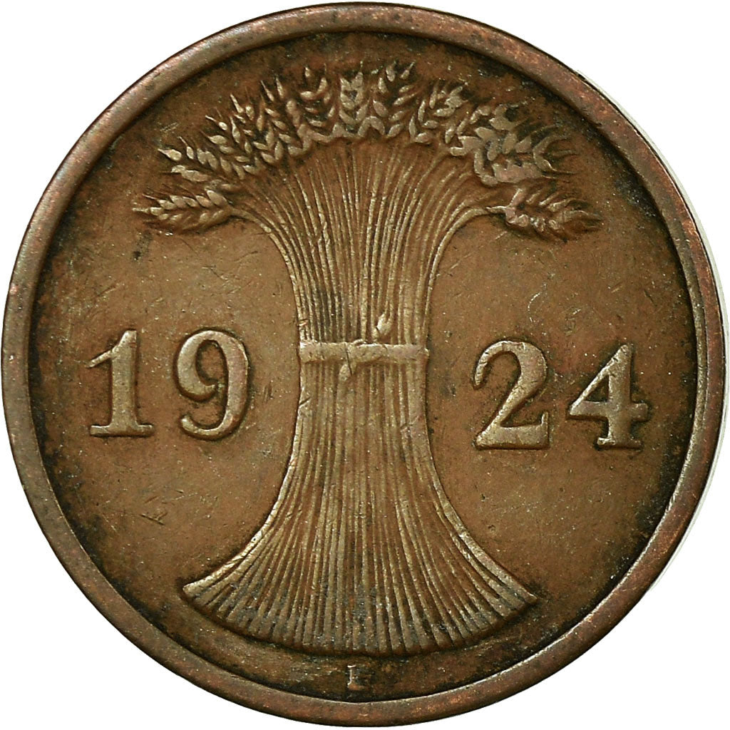 Munten, Duitsland, Weimarrepubliek, 2 Reichspfennig, 1924, Muldenhütten, FR+