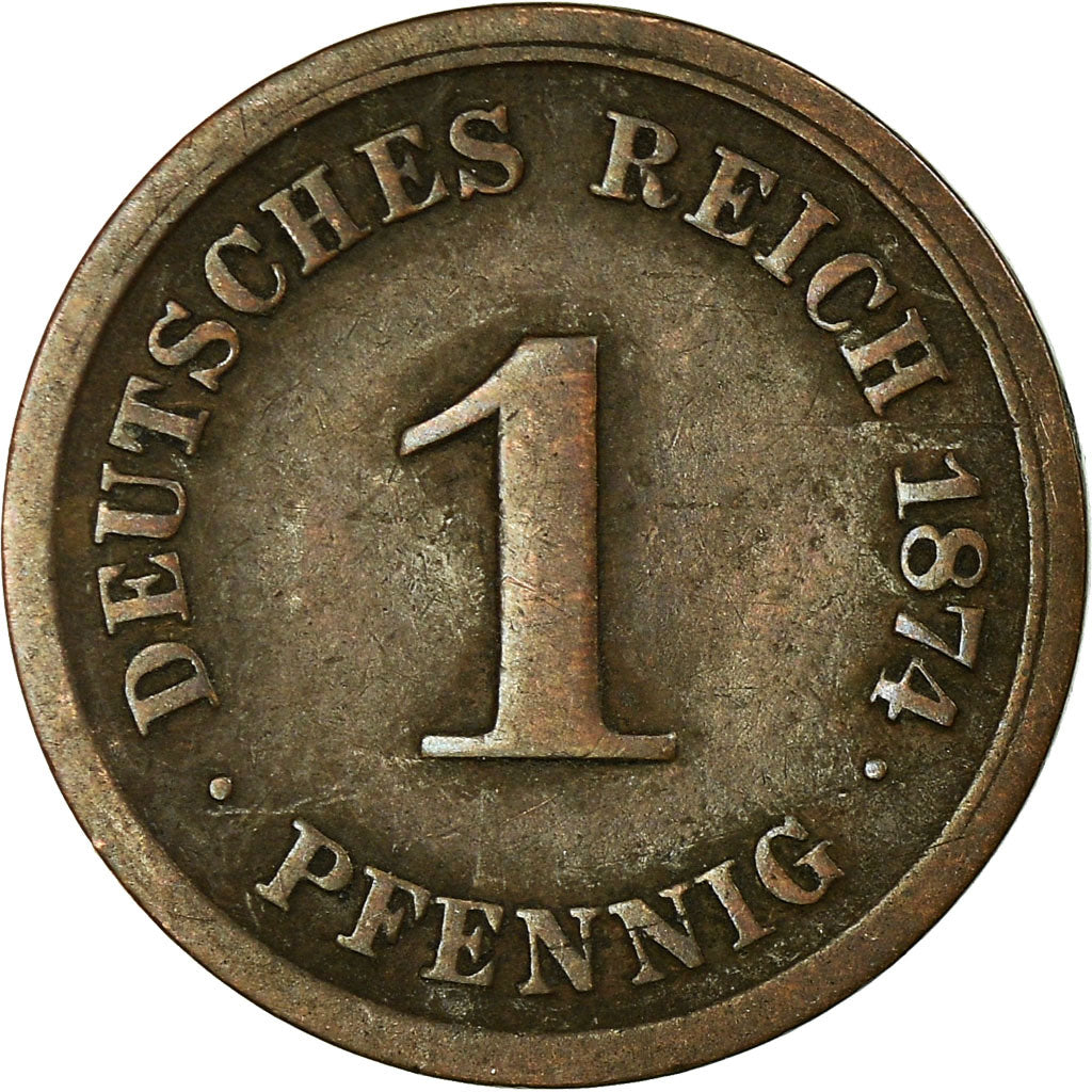Coin, GERMANY - EMPIRE, Wilhelm I, Pfennig, 1874, Stuttgart, VF(30-35), Copper