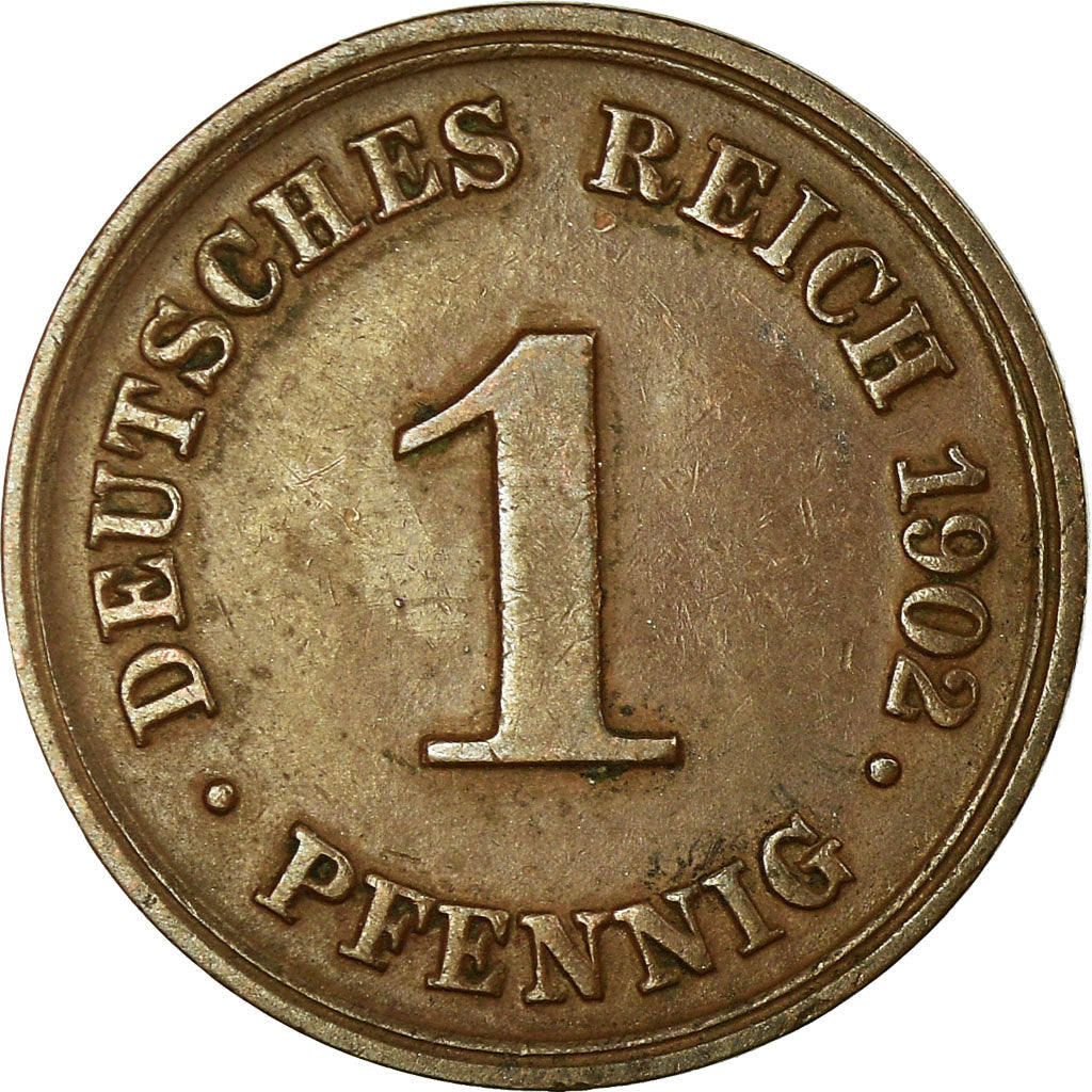Coin, GERMANY - EMPIRE, Wilhelm II, Pfennig, 1902, Munich, EF(40-45), Copper