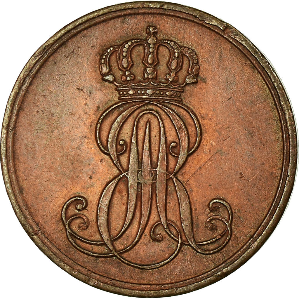 Coin, German States, HANNOVER, Ernst August, Pfennig, 1845, Hannover, VF(30-35)