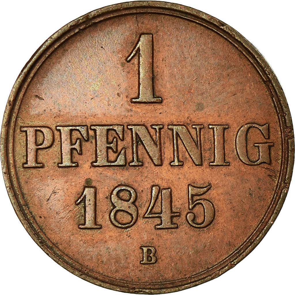 Coin, German States, HANNOVER, Ernst August, Pfennig, 1845, Hannover, VF(30-35)