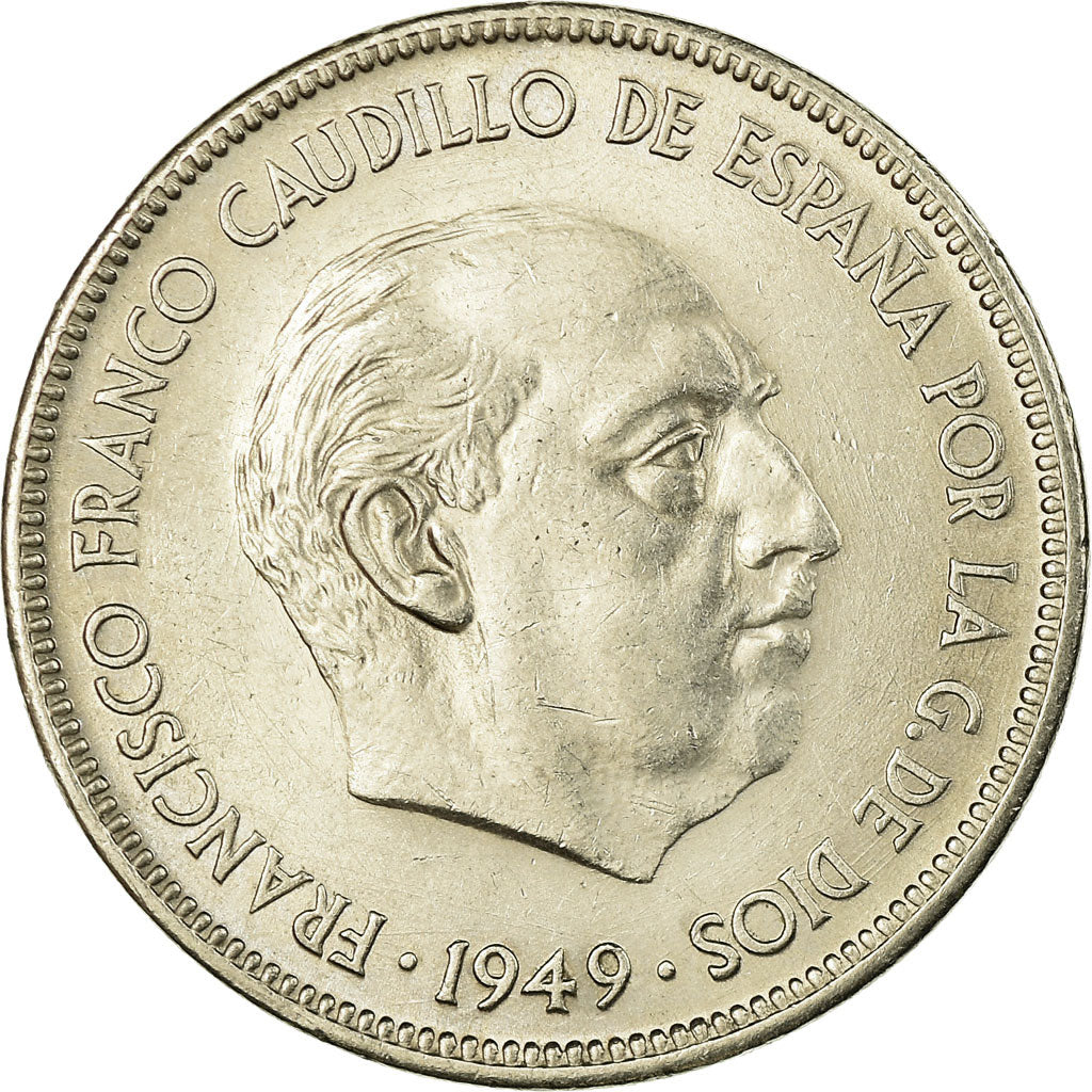 Monnaie, Espagne, Caudillo and regent, 5 Pesetas, 1949, TTB+, Nickel, KM:778