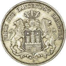 Coin, German States, HAMBURG, 3 Mark, 1908, Hamburg, EF(40-45), Silver, KM:620