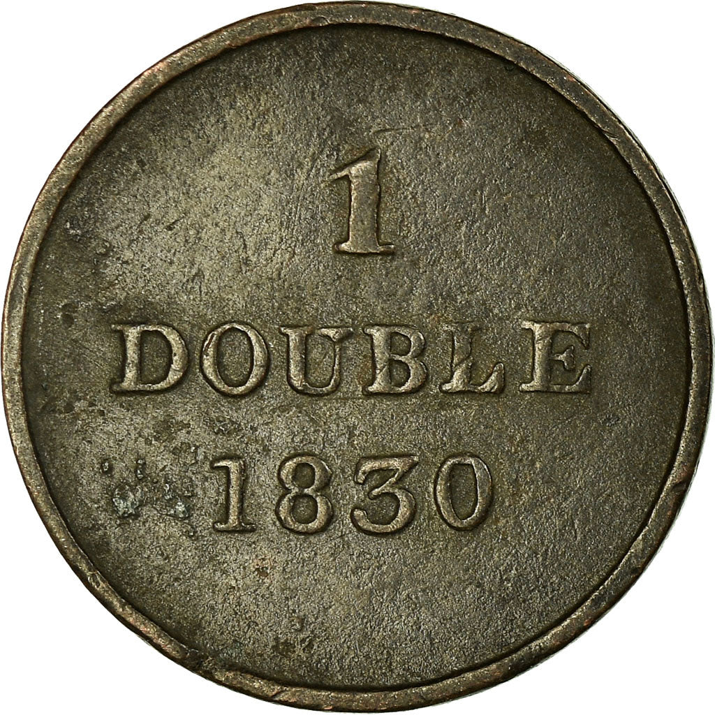 Moneta, Guernsey, Double, 1830, Heaton, VF(30-35), Miedź, KM:1