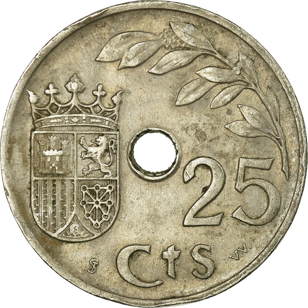 Coin, Spain, 25 Centimos, 1937, Vienna, VF(30-35), Copper-nickel, KM:753