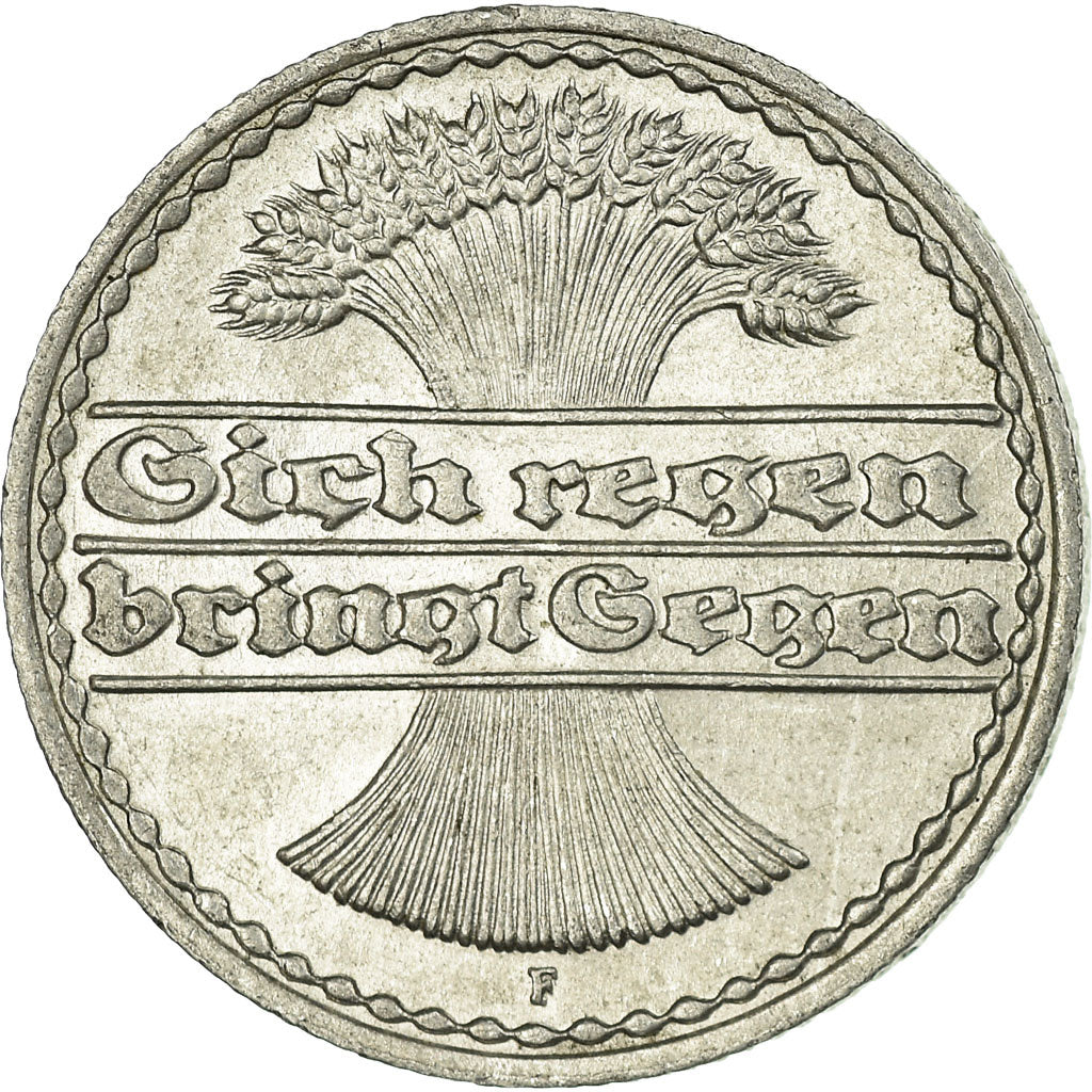 Coin, GERMANY, WEIMAR REPUBLIC, 50 Pfennig, 1920, Stuttgart, EF(40-45)