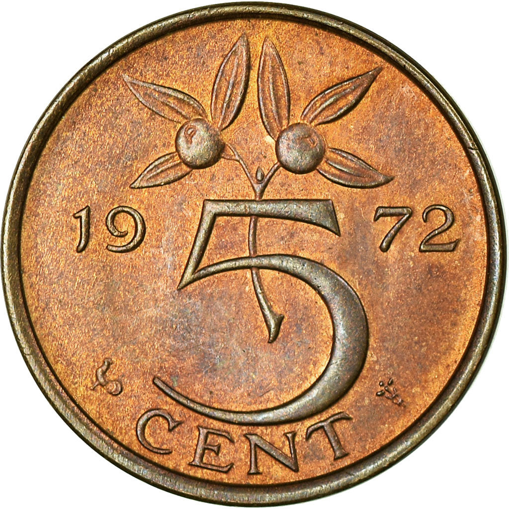 Coin, Netherlands, Juliana, 5 Cents, 1972, VF(30-35), Bronze, KM:181