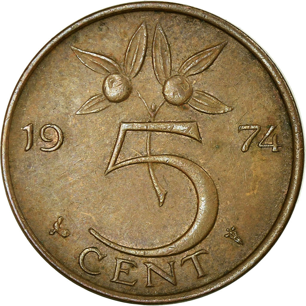 Moeda, Países Baixos, Juliana, 5 Cents, 1974, VF(30-35), Bronze, KM:181