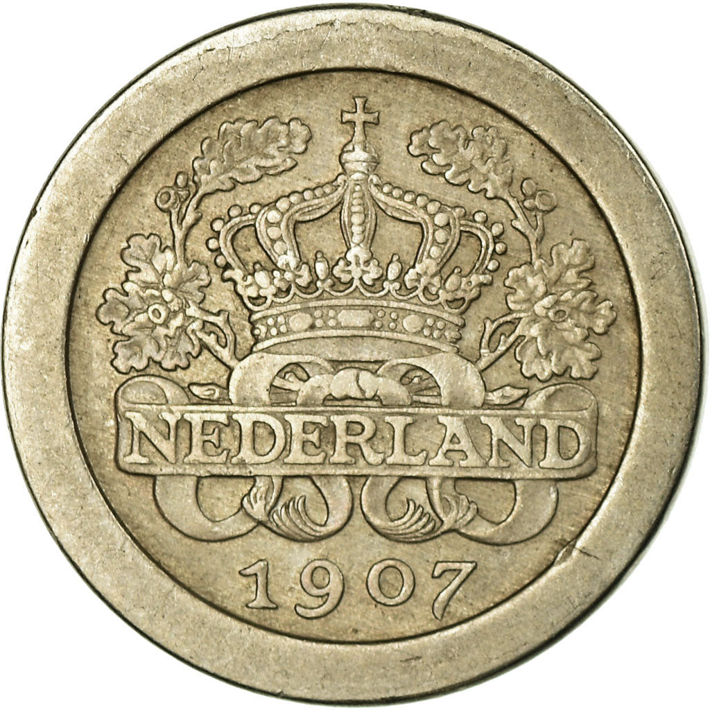 Coin, Netherlands, Wilhelmina I, 5 Cents, 1907, EF(40-45), Copper-nickel, KM:137