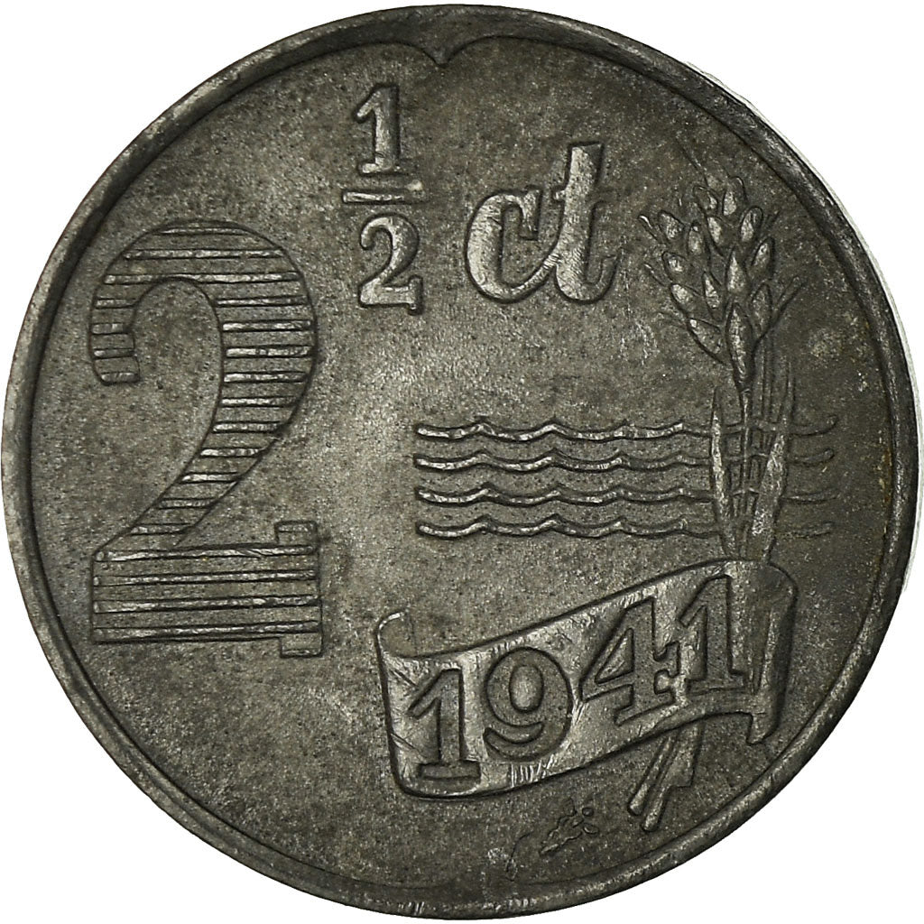 Coin, Netherlands, Wilhelmina I, 2-1/2 Cent, 1941, VF(30-35), Zinc, KM:171