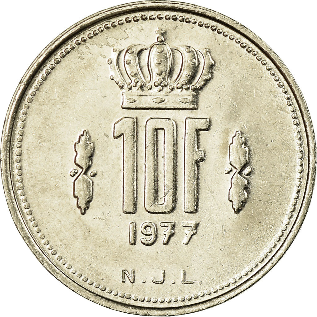 Moneda, Luxemburgo, Jean, 10 Francs, 1977, MBC, Níquel, KM:57