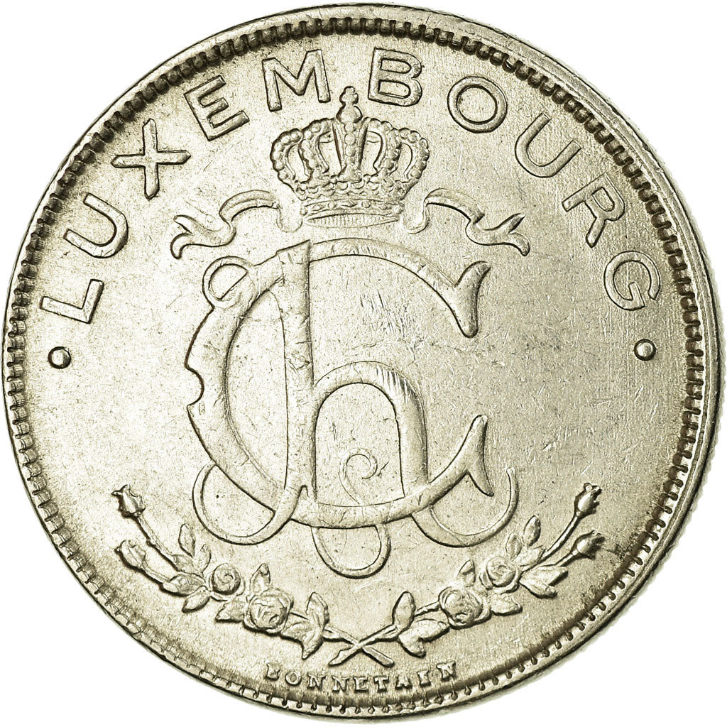 Coin, Luxembourg, Charlotte, 2 Francs, 1924, EF(40-45), Nickel, KM:36