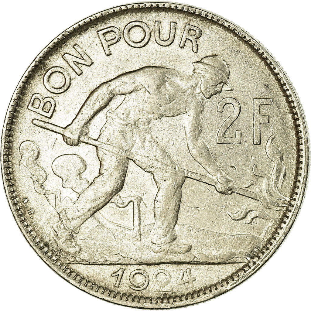 Coin, Luxembourg, Charlotte, 2 Francs, 1924, EF(40-45), Nickel, KM:36
